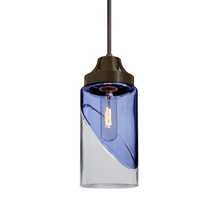 Blink Cord Pendant, Trans. Blue/Clear, Bronze Finish, 1x60W Incandescent